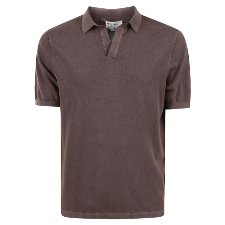 Saint Barth polo uomo sloan senza bottoni in maglia marrone