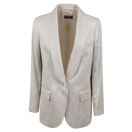 Peserico blazer monopetto  donna in resca di  lino/viscosa/lamè beige