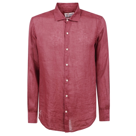 Saint Barth camicia uomo pamplona in lino bordeaux