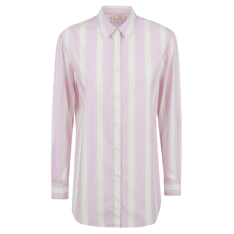 Saint Barth camicia donna a righe larghe rosa e bianco