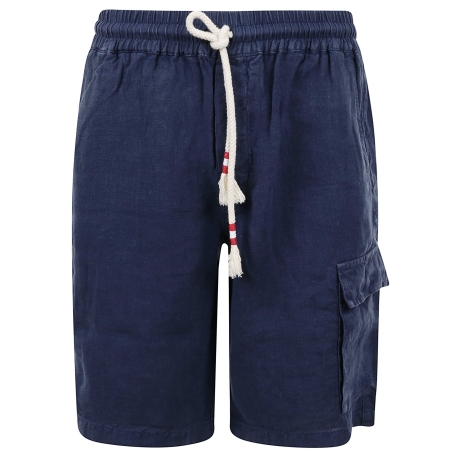 Saint Barth bermuda uomo in lino blu