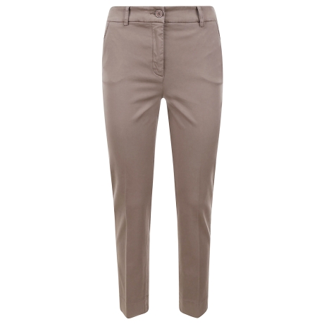 Via Masini 80 pantalone donna in cotone stretch tinto in capo caffè