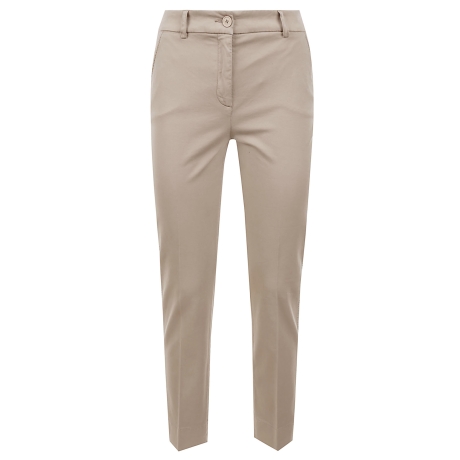 Via Masini 80 pantalone donna in cotone stretch tinto in capo beige
