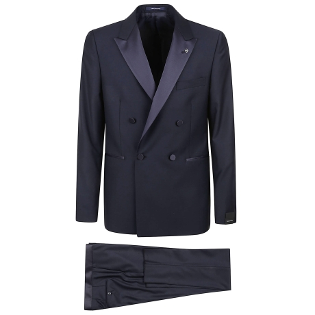 Tagliatore smoking doppiopetto uomo in lana blu