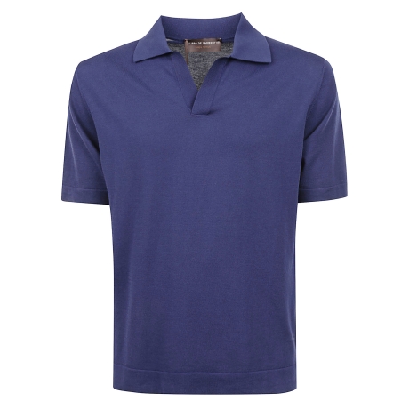 De Laurentiis polo uomo skipper crepe di cotone bluette