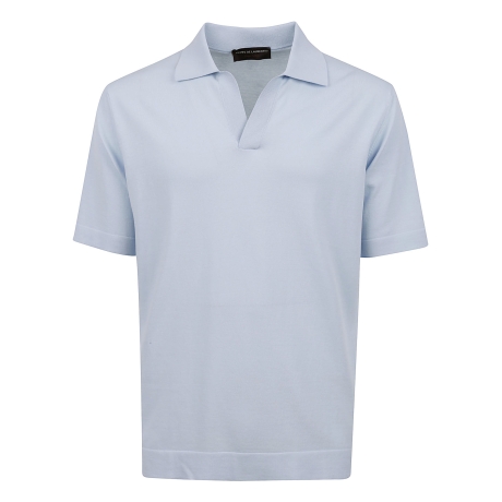De Laurentiis polo uomo skipper in crepe di cotone celeste