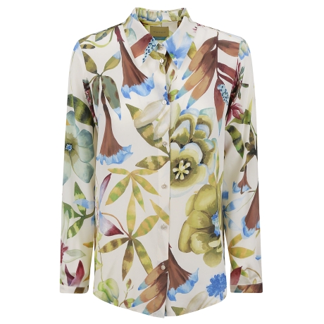 Momoni camicia donna in habutai di seta multicolor