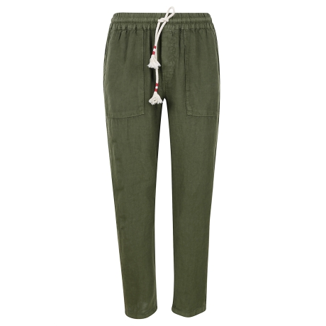 Saint Barth pantaloni uomo calais in lino verde militare