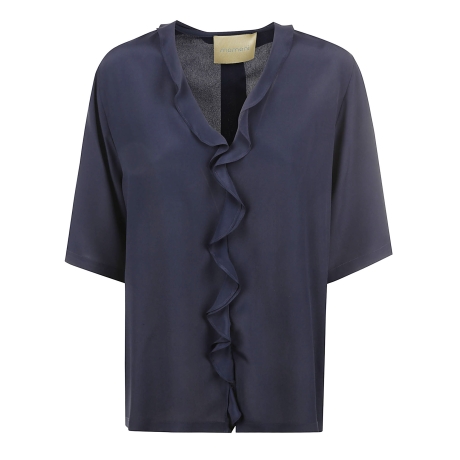 Momoni blusa donna in acetato e seta blu