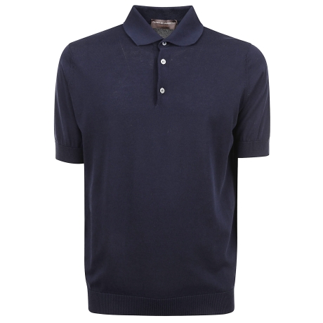 De Laurentiis polo uomo con bottoni in crepe di cotone blu