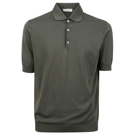 De Laurentiis polo uomo con bottoni in crepe di cotone verde