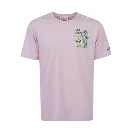 Saint Barth t-shirt uomo con maxi stampa drink mojito in cotone rosa