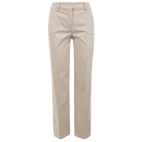 Via Masini 80 pantalone lungo donna in cotone beige