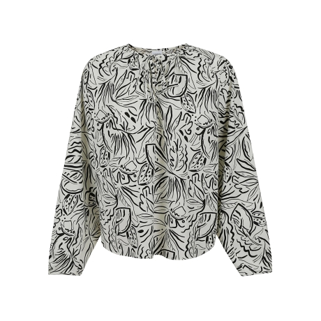 Aspesi camicia donna in popeline di cotone con stampa fantasia bianco e nero