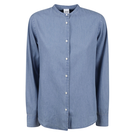 Aspesi camicia donna con collo alla coreana in cotone celeste