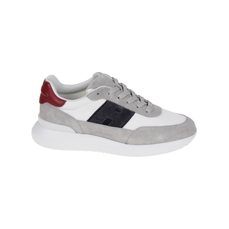 Hogan scarpe uomo interactive in pelle rosso e scamosciata grigia