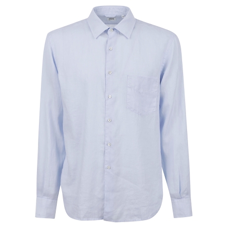 Aspesi camicia uomo con taschino in lino leggero celeste
