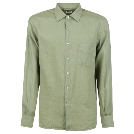 Aspesi camicia uomo con taschino in lino leggero verde pistacchio