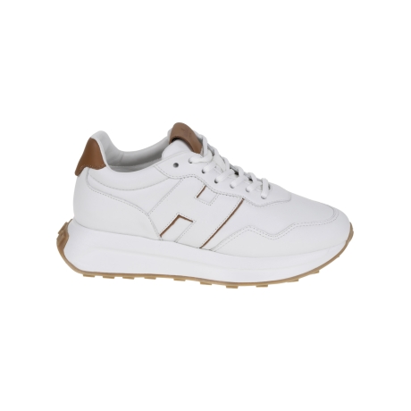 Hogan scarpe uomo runningh641 in pelle bianca e cuoio