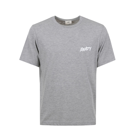 Autry t-shirt uomo in  jersey di cotone grigio con doppio logo