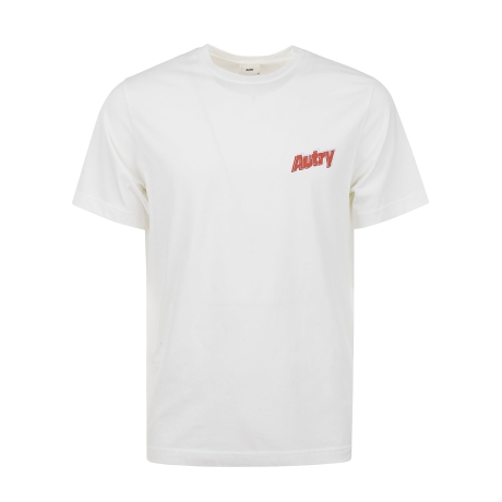 Autry t-shirt uomo in jersey di cotone bianco con doppio logo