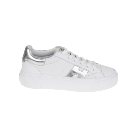 Hogan scarpe donna crosswind in pelle bianco h argento