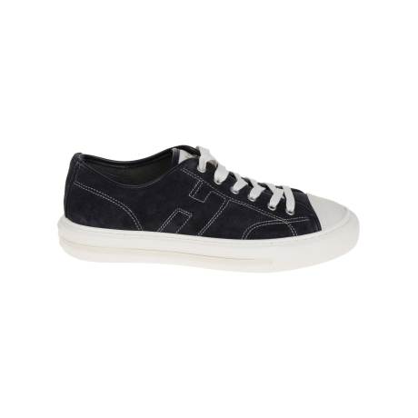 Hogan scarpe uomo rebel in pelle scamosciata blu e punta in gomma
