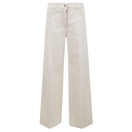 Aspesi pantalone donna wide leg in denim burro