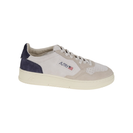 Autry scarpe uomo in pelle bianca e camoscio beige e blu