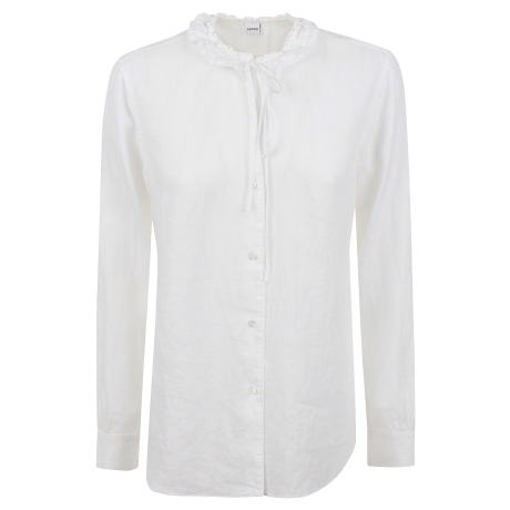 Aspesi camicia donna girocollo in lino bianco