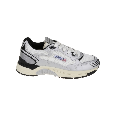 Autry scarpe uomo hyperway running in mesh e in pelle  bianco e argento