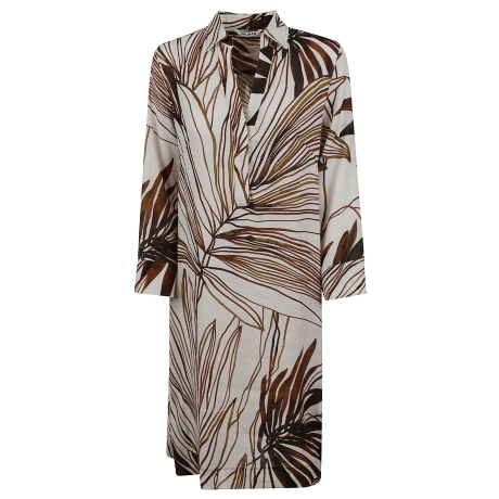 Caliban chemisier donna in cotone fantasia marrone