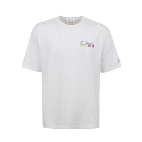 Saint Barth t-shirt uomo delmar con stampa in cotone bianco