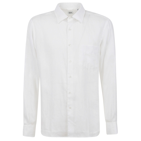 Aspesi camicia uomo in cotone chambray bianco