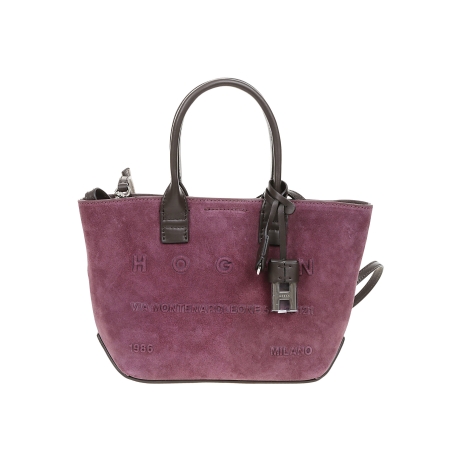 Hogan borsa shopping mini donna in pelle scamosciata bordeaux