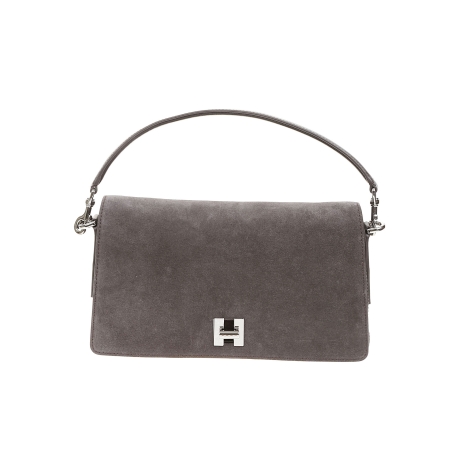 Hogan borsa donna flap h-turn in pelle scamosciata marrone