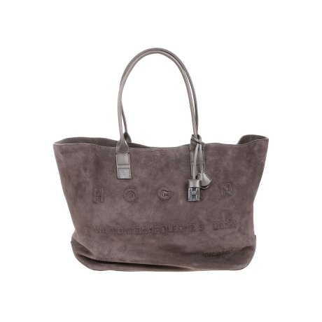 Hogan borsa shopping  media donna in pelle scamosciata marrone