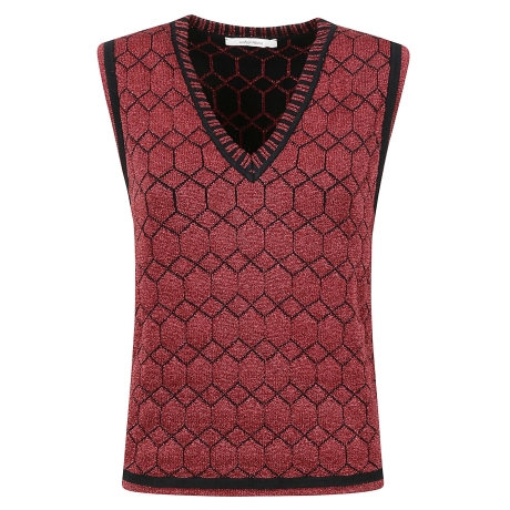 Maliparmi gilet donna jaquard in maglia rosso e nero